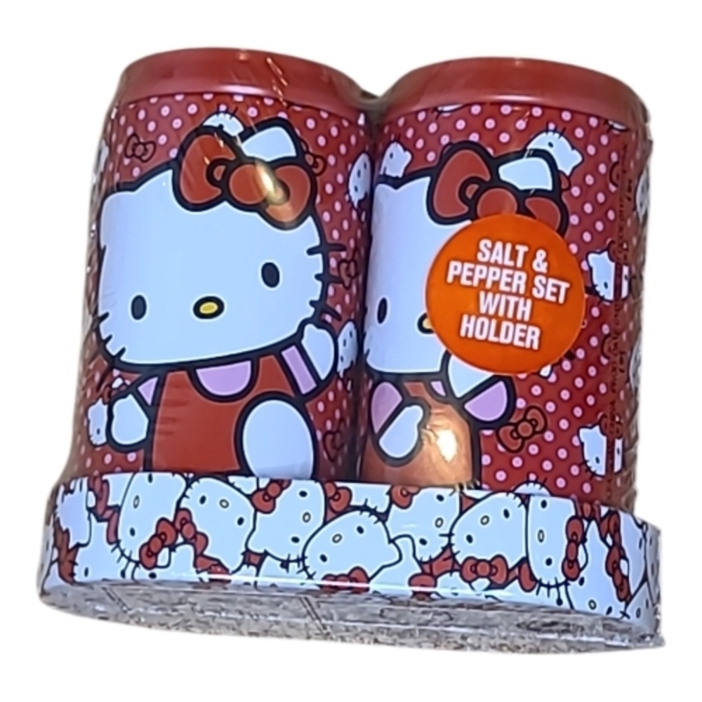Hello Kitty Salt & Pepper Shaker Novelty Set With Holder